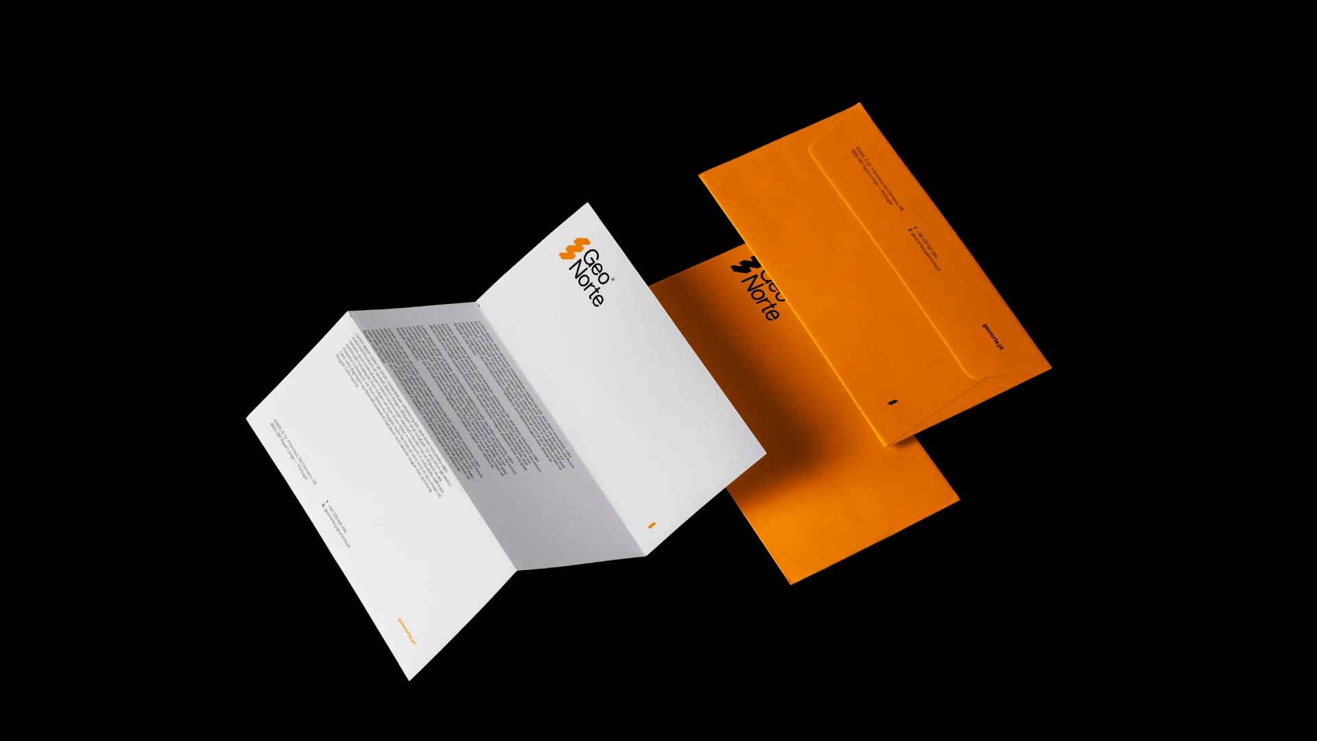 Projeto GeoNorte da Nhdesign: Envelope e folha de carta com exemplo aplicado