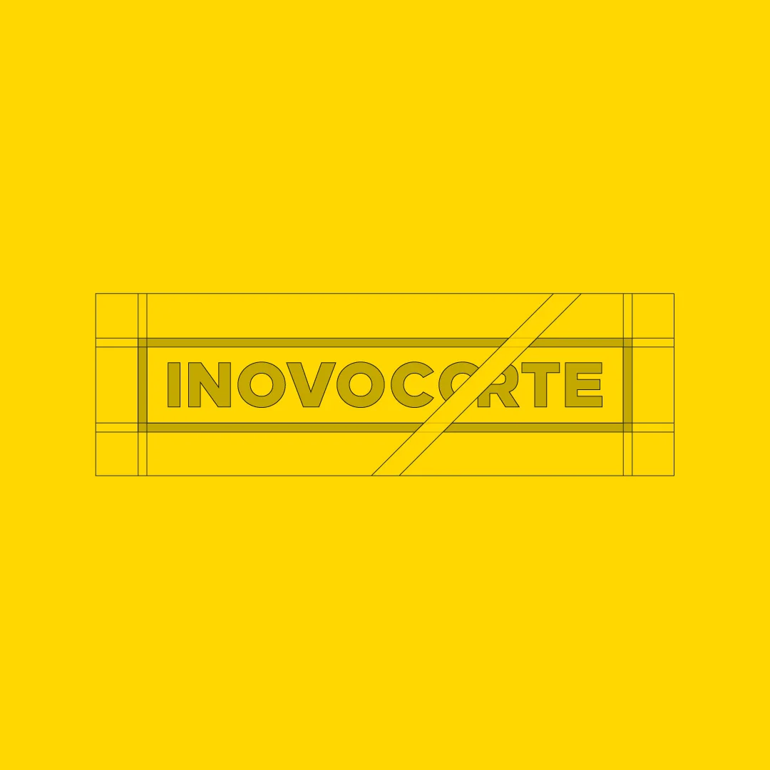 Projeto Inovocorte da Nhdesign: grelha de construção do logo
