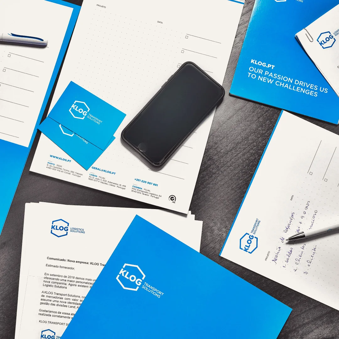 Nhdesign project KLOG Transport Solutions: stationery of KLOG