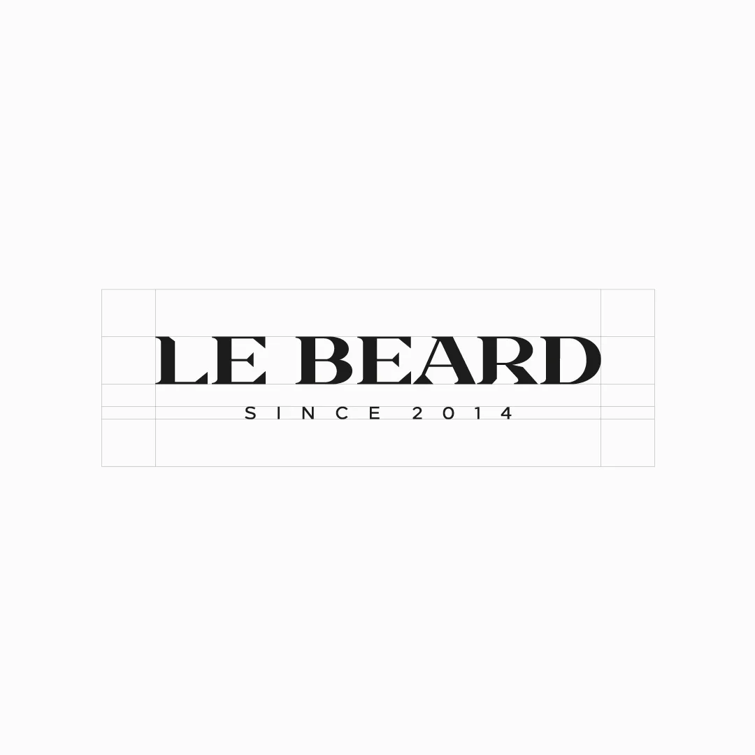 Projeto Le Beard da Nhdesign: grelha de construção do logo de Le Beard