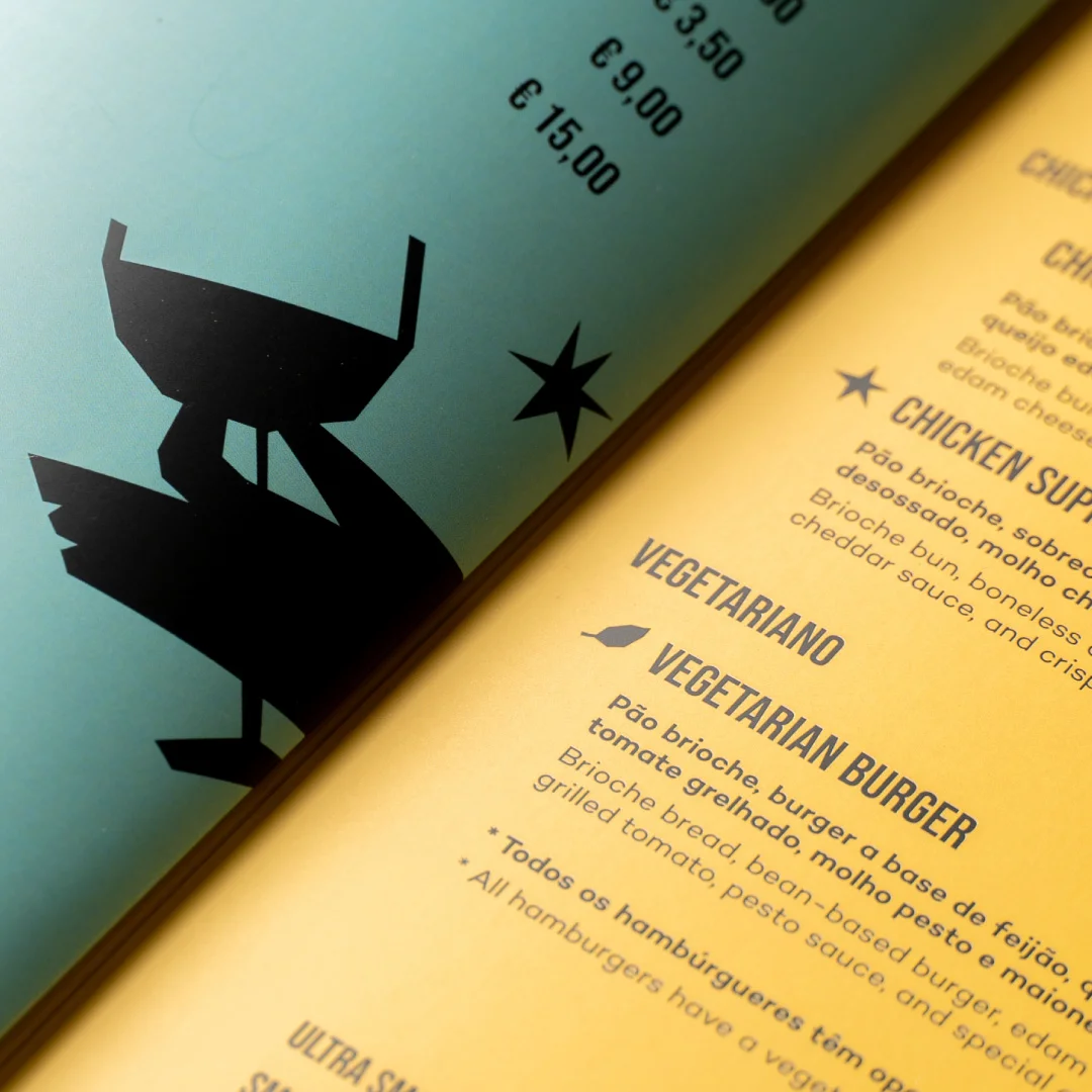 Projeto Maynard's Burgers da Nhdesign: Pormenor do menu da Maynards Burgers