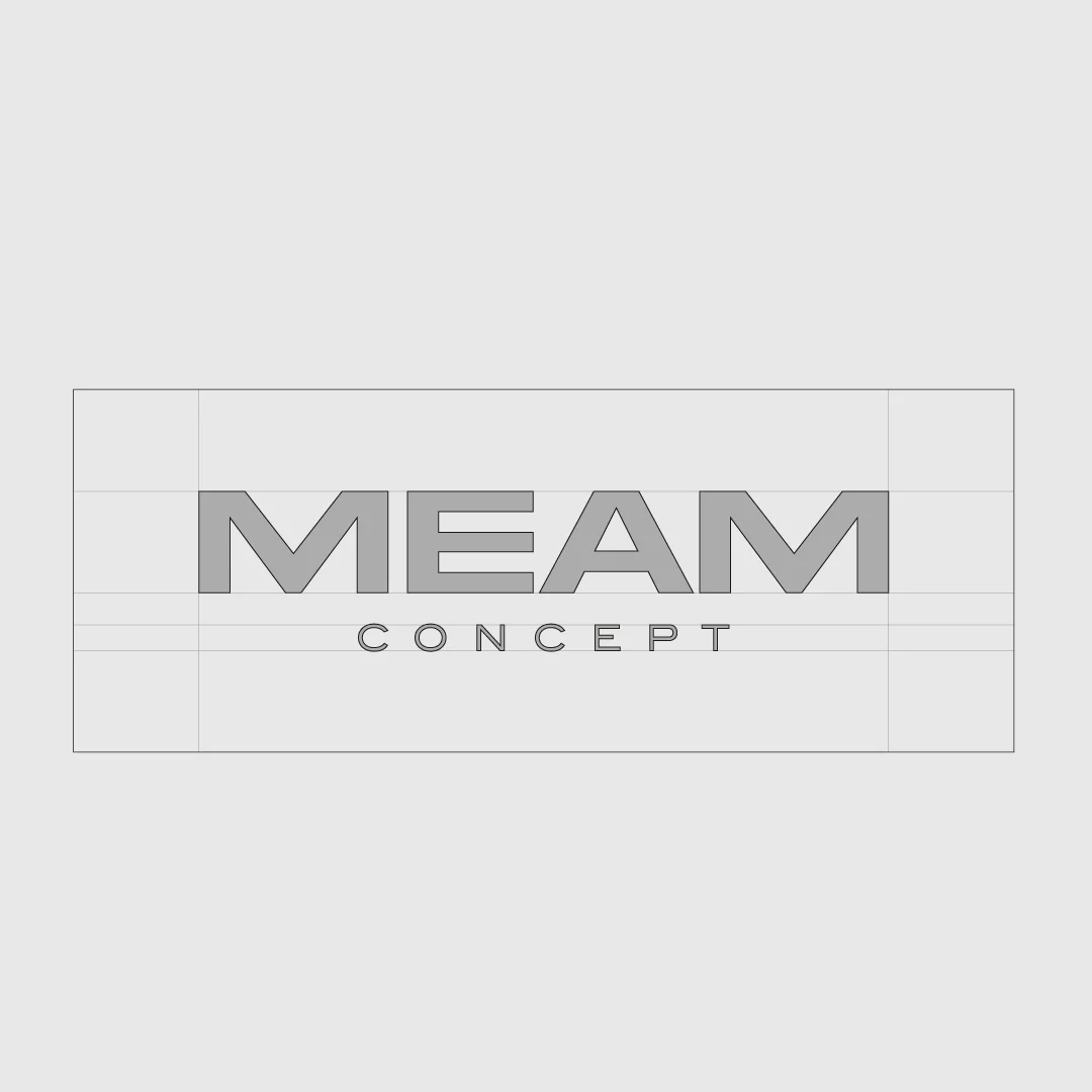 Projeto Meam Concept da Nhdesign: Grelha de construção do logo da Meam Concept