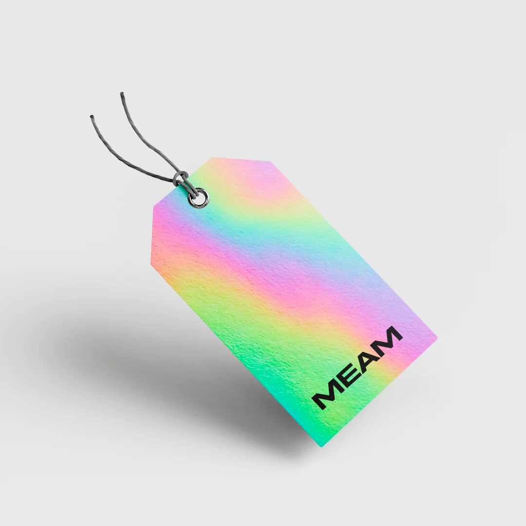 Projeto Meam Concept da Nhdesign: Etiqueta holográfica com o logótipo da Meam Concept