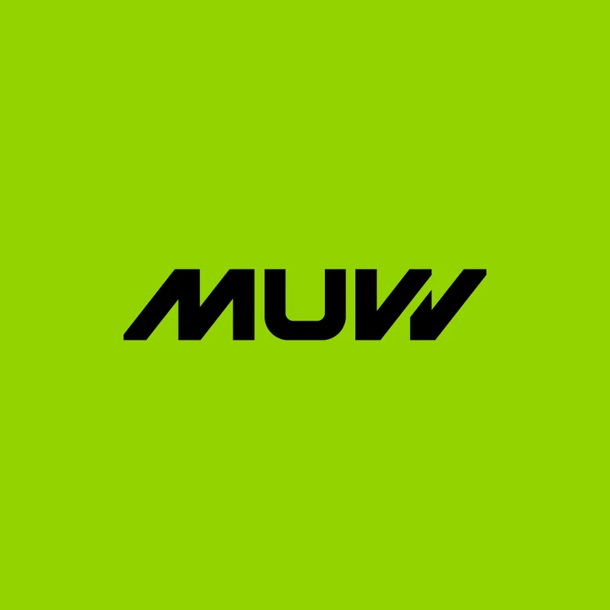 Projeto MUVV da Nhdesign: Logo da Muvv sobre fundo verde lima.