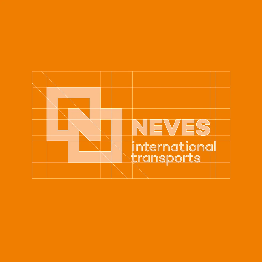 Projeto Neves International Transports da Nhdesign: grelha de construção do logo