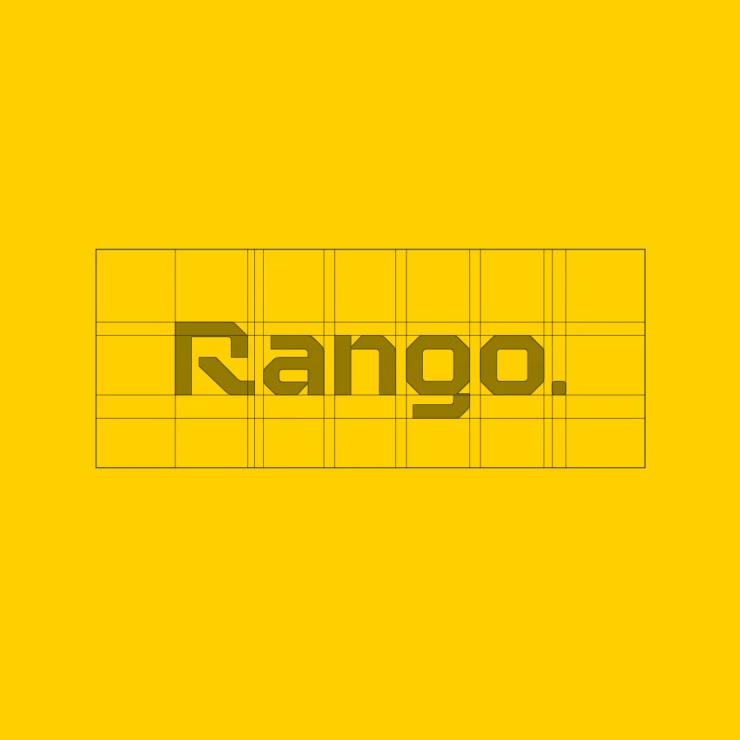 Projeto Rango da Nhdesign: grelha de construção do logo da Rango.