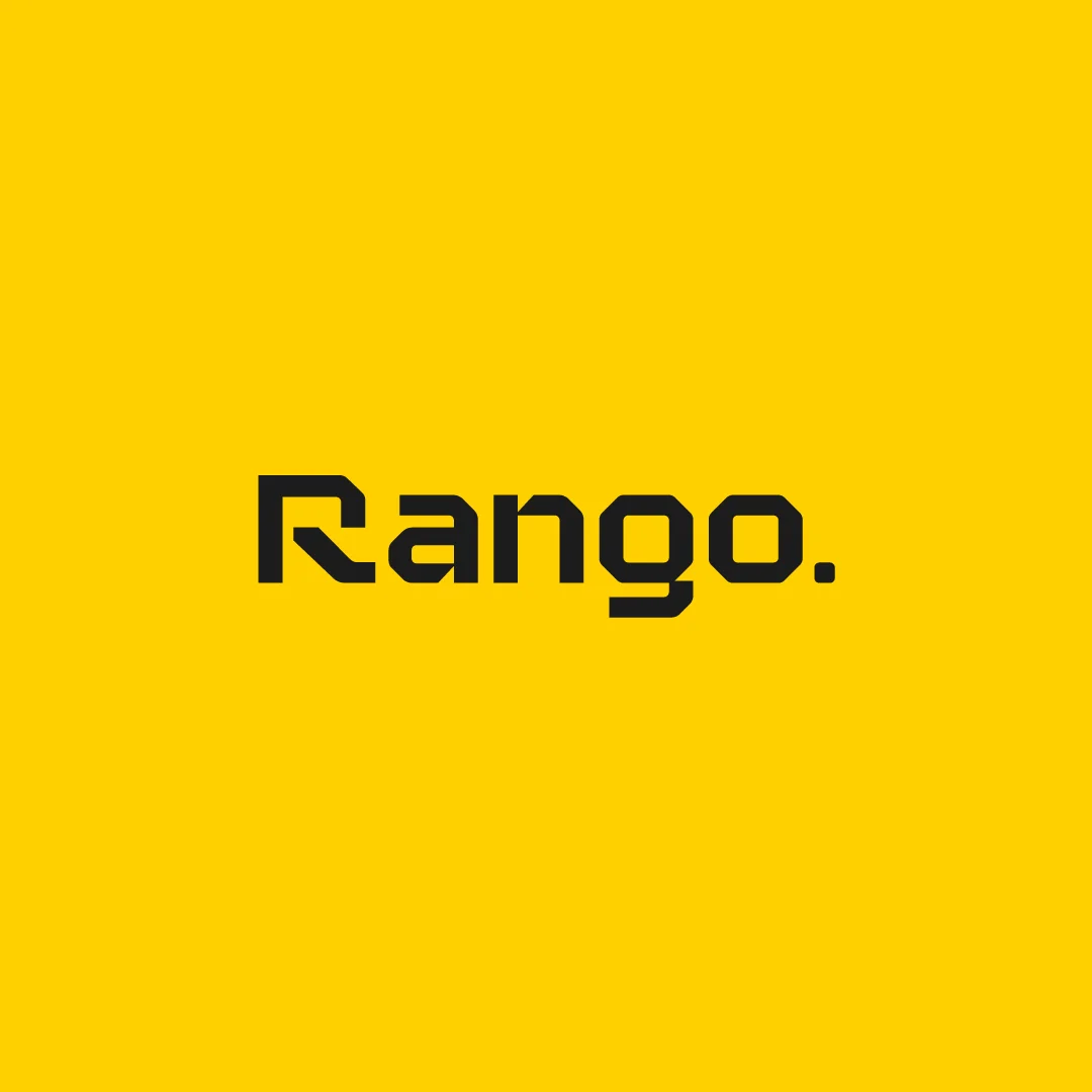 Projeto Rango da Nhdesign: logo da Rango sobre fundo amarelo.