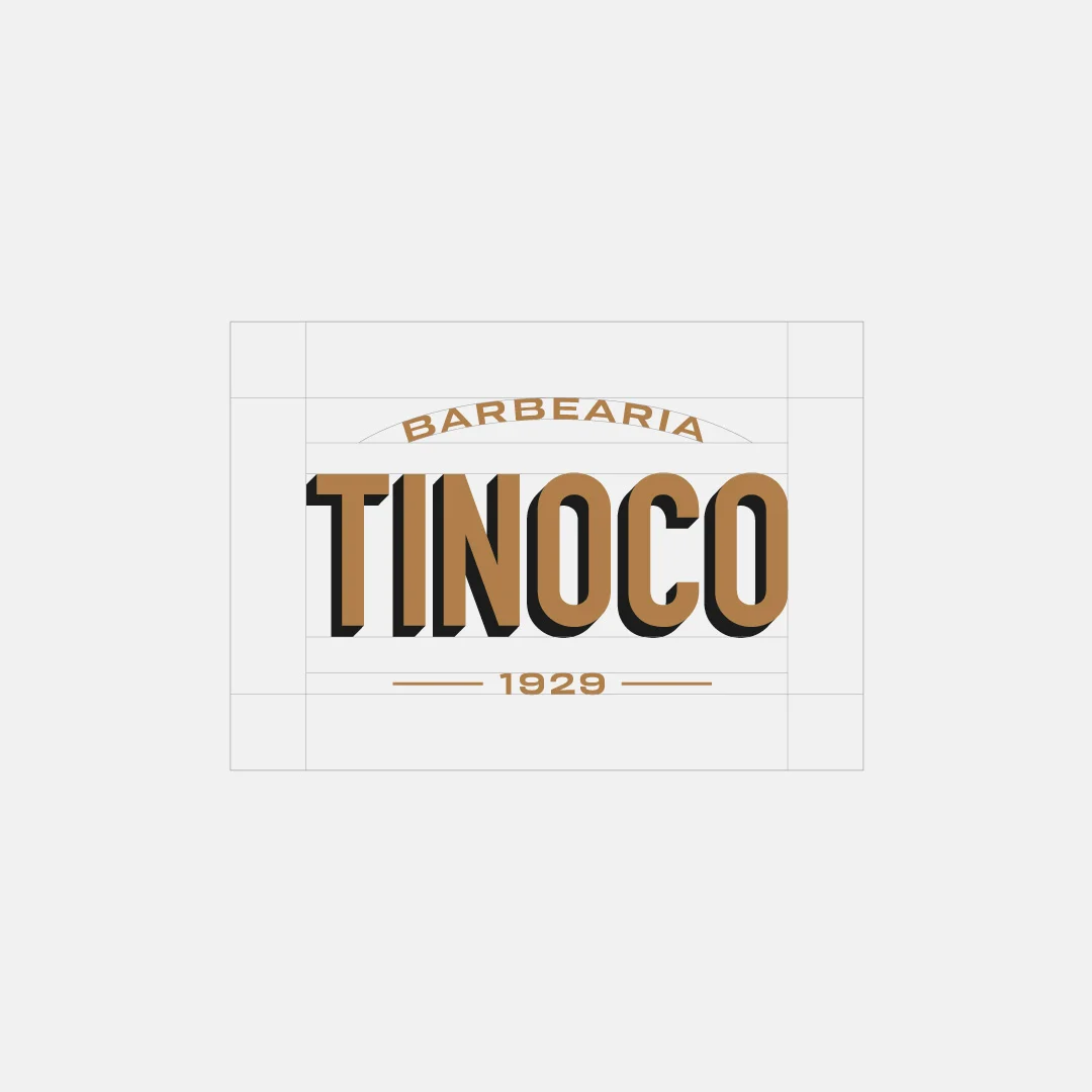 Projeto Barbearia Tinoco da Nhdesign: Grelha de construção do logo da Tinoco