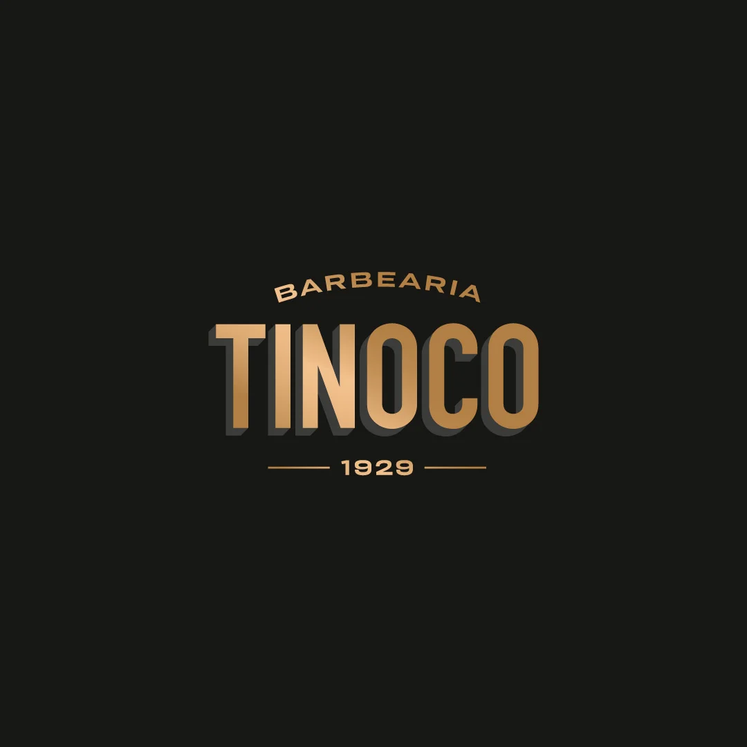 Projeto Barbearia Tinoco da Nhdesign: Logo da Tinoco sobre fundo preto