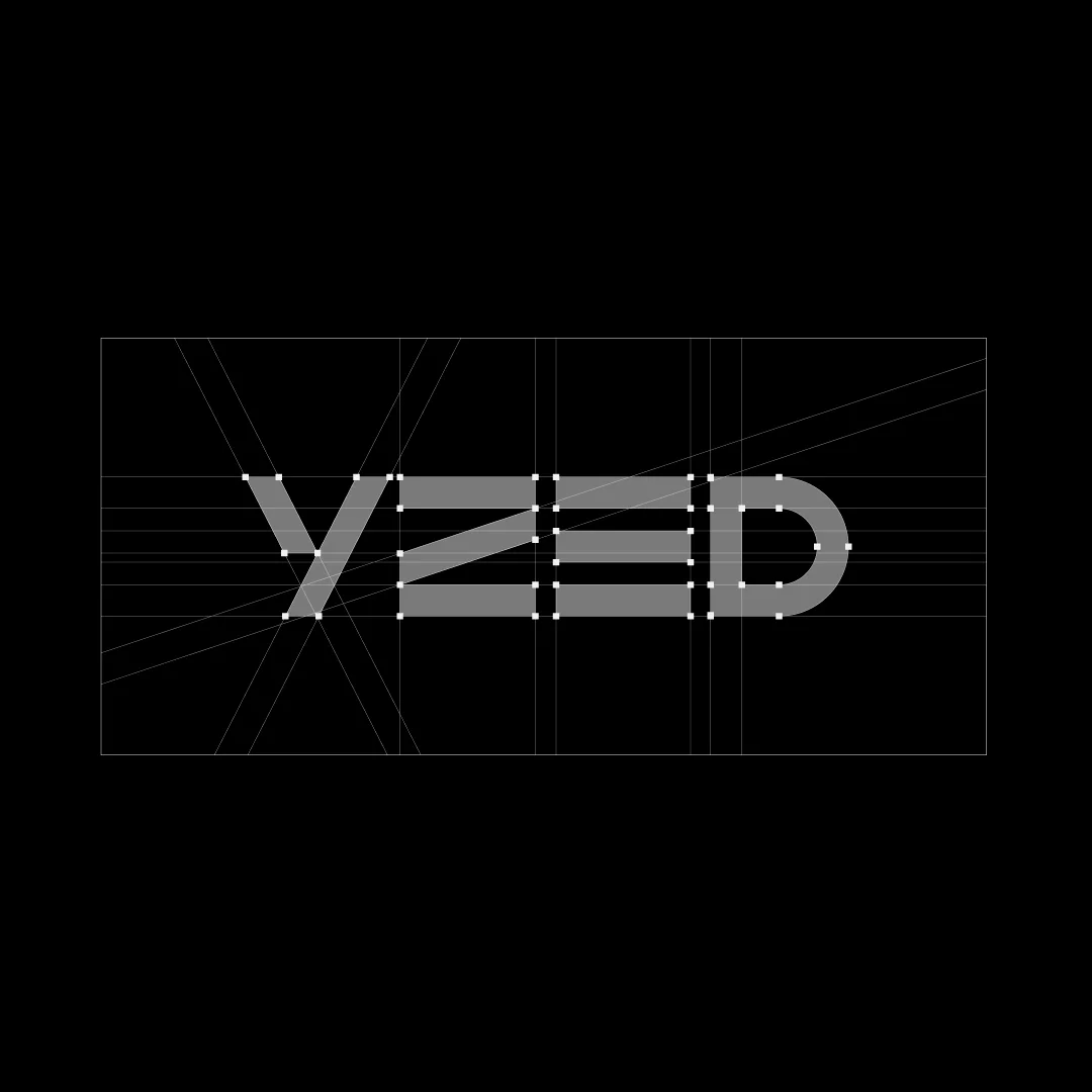 Projeto Yzed Investments da Nhdesign: grelha de construção do logo da YZED