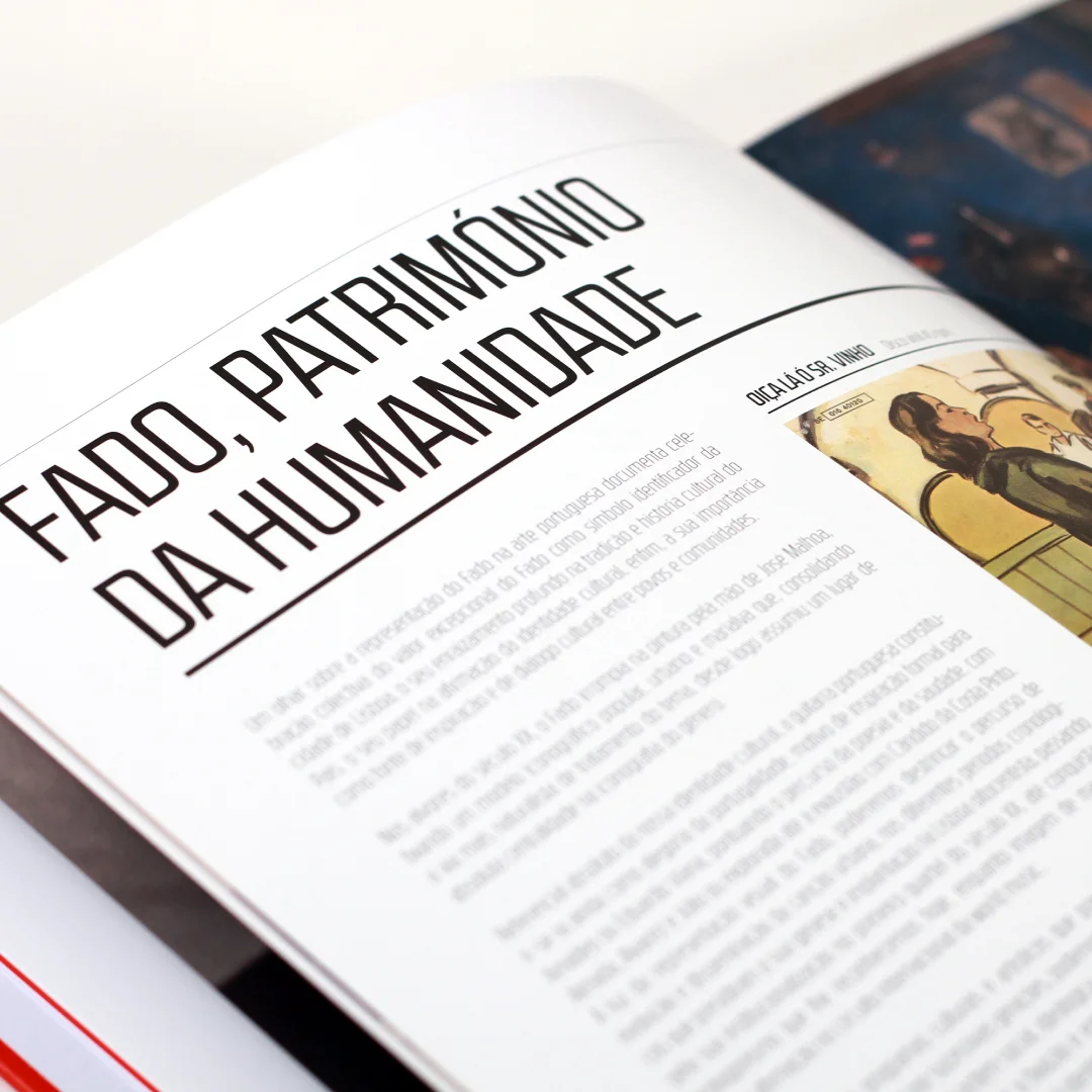 Projeto Vinho & Fado da Nhdesign: Composição editorial que relaciona o fado com o património e a identidade cultural portuguesa