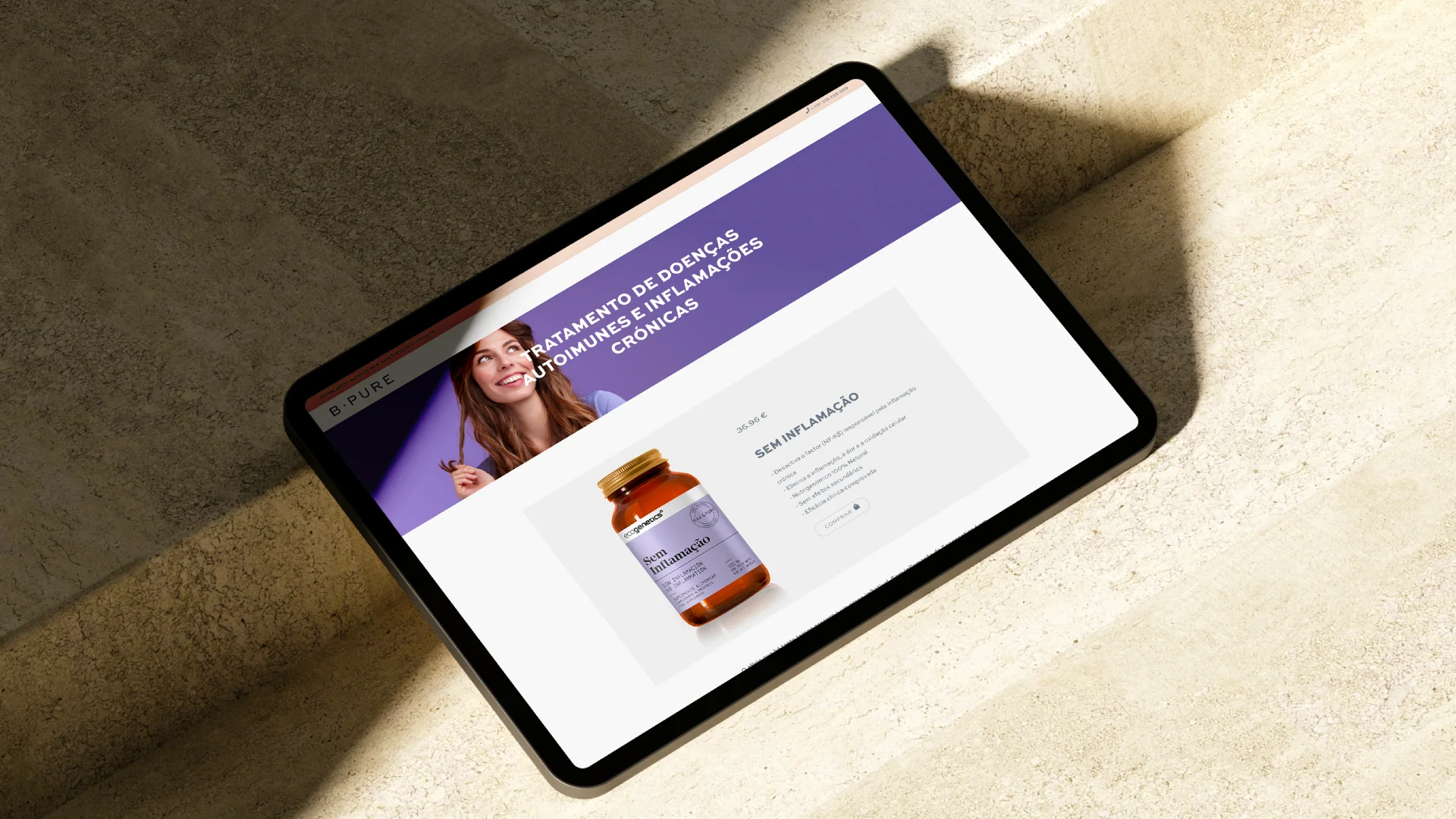 Projeto Bpure da Nhdesign: Site adaptado para ipad