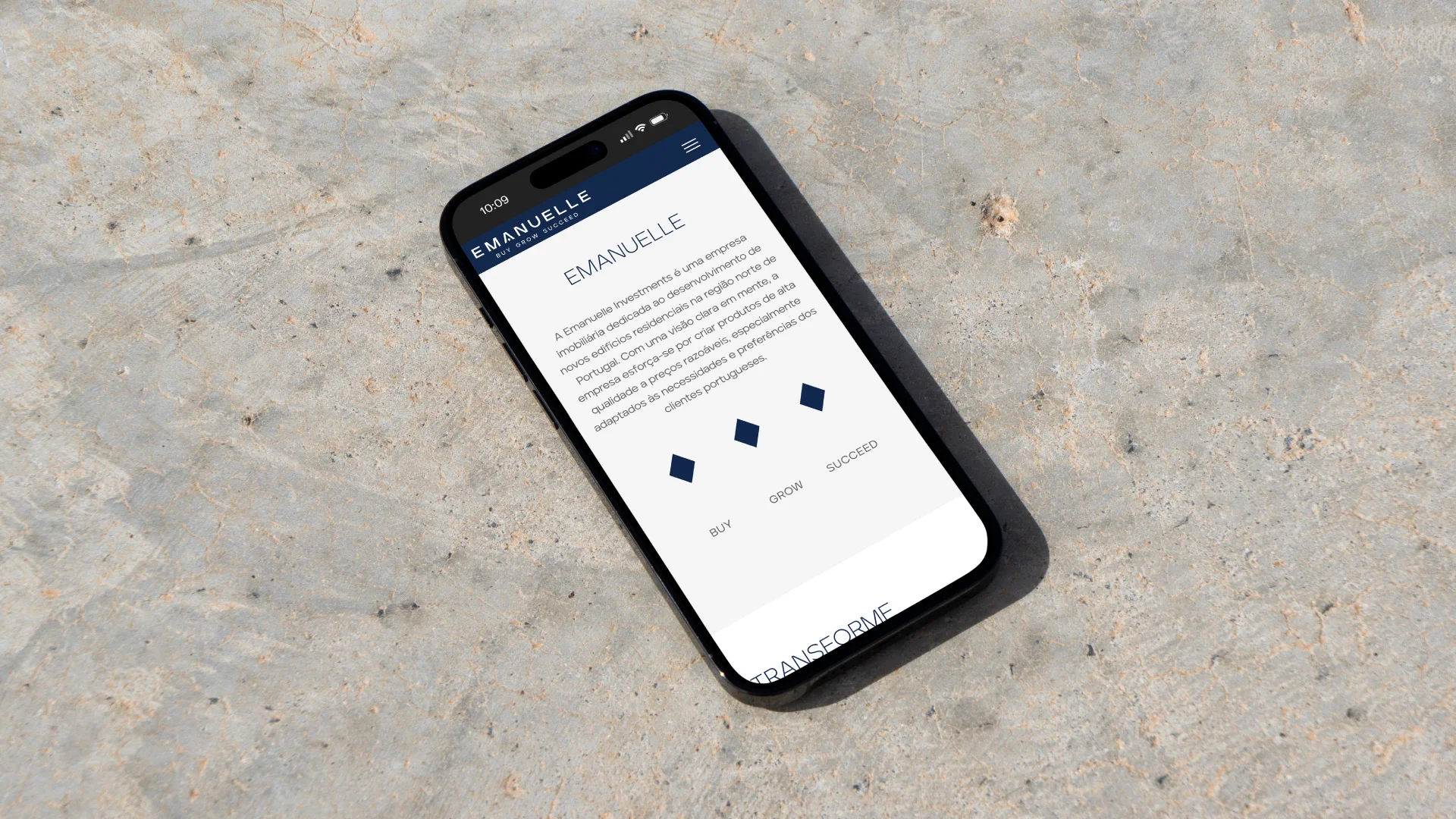 Projeto Emanuelle da Nhdesign: Site adaptado para telemóvel