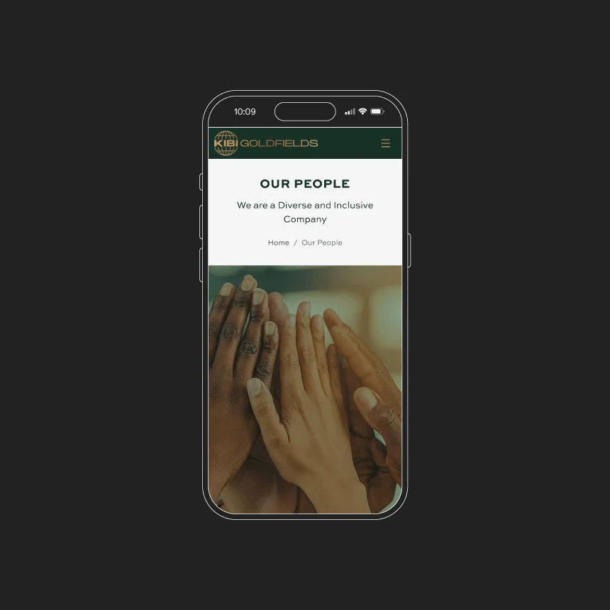 Projeto Kibi Goldfields da Nhdesign: Site adaptado para telemóvel