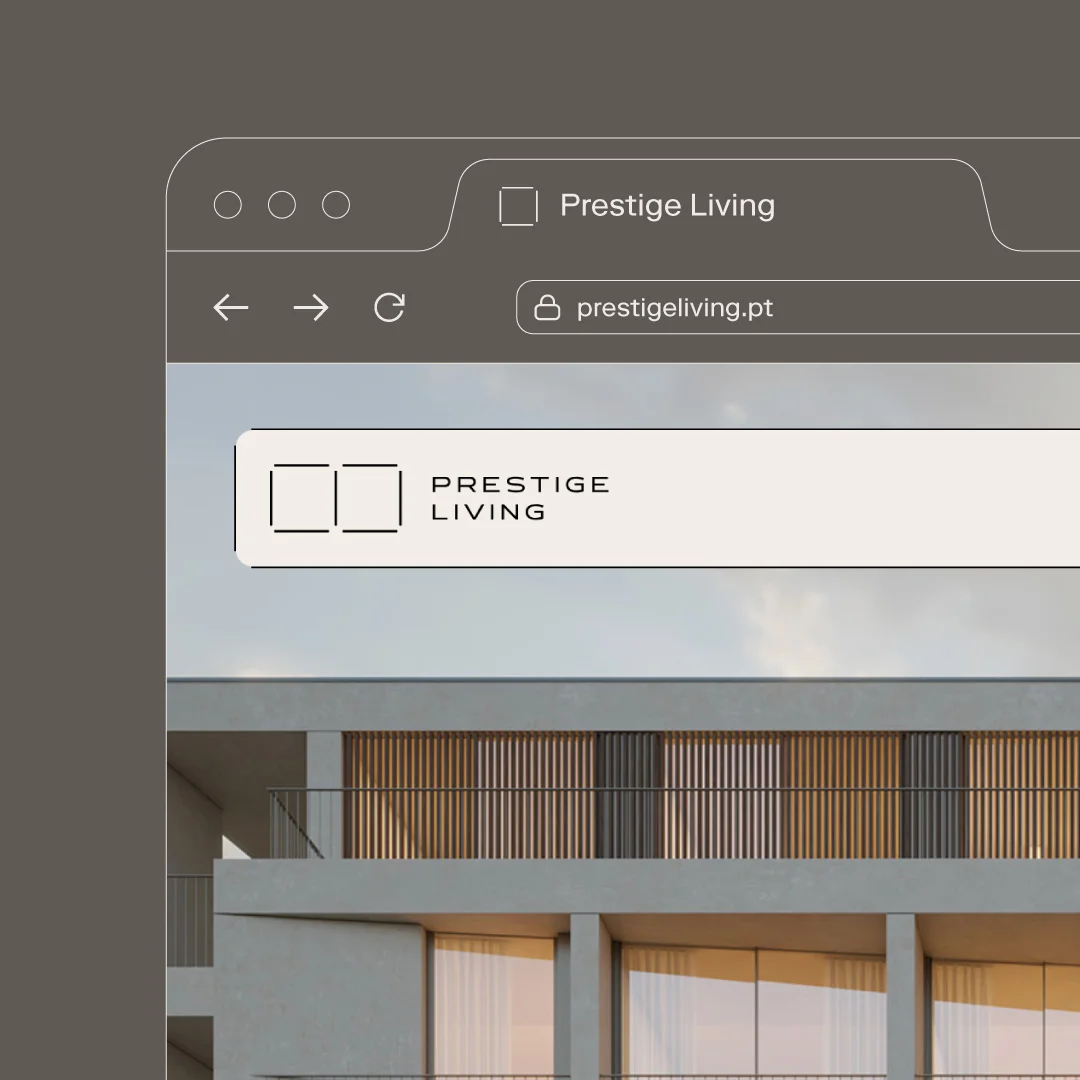 Projeto Prestige Living da Nhdesign: Aplicação da identidade visual do Prestige Living no website do empreendimento
