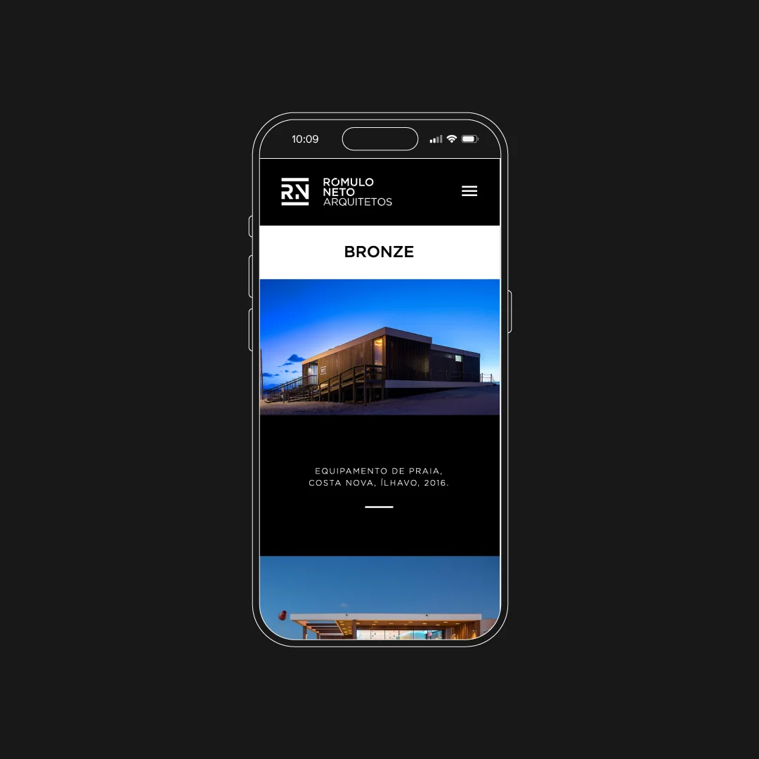 Projeto Rómulo Neto, Arquitetos da Nhdesign: Site adaptado para telemóvel