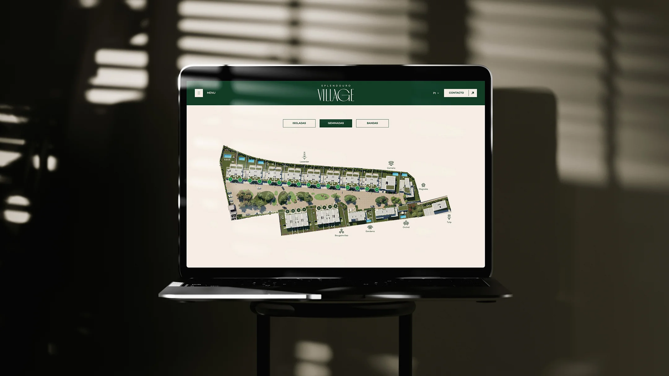 Projeto Splendouro Village da Nhdesign: página completa do website do Splendouro Village