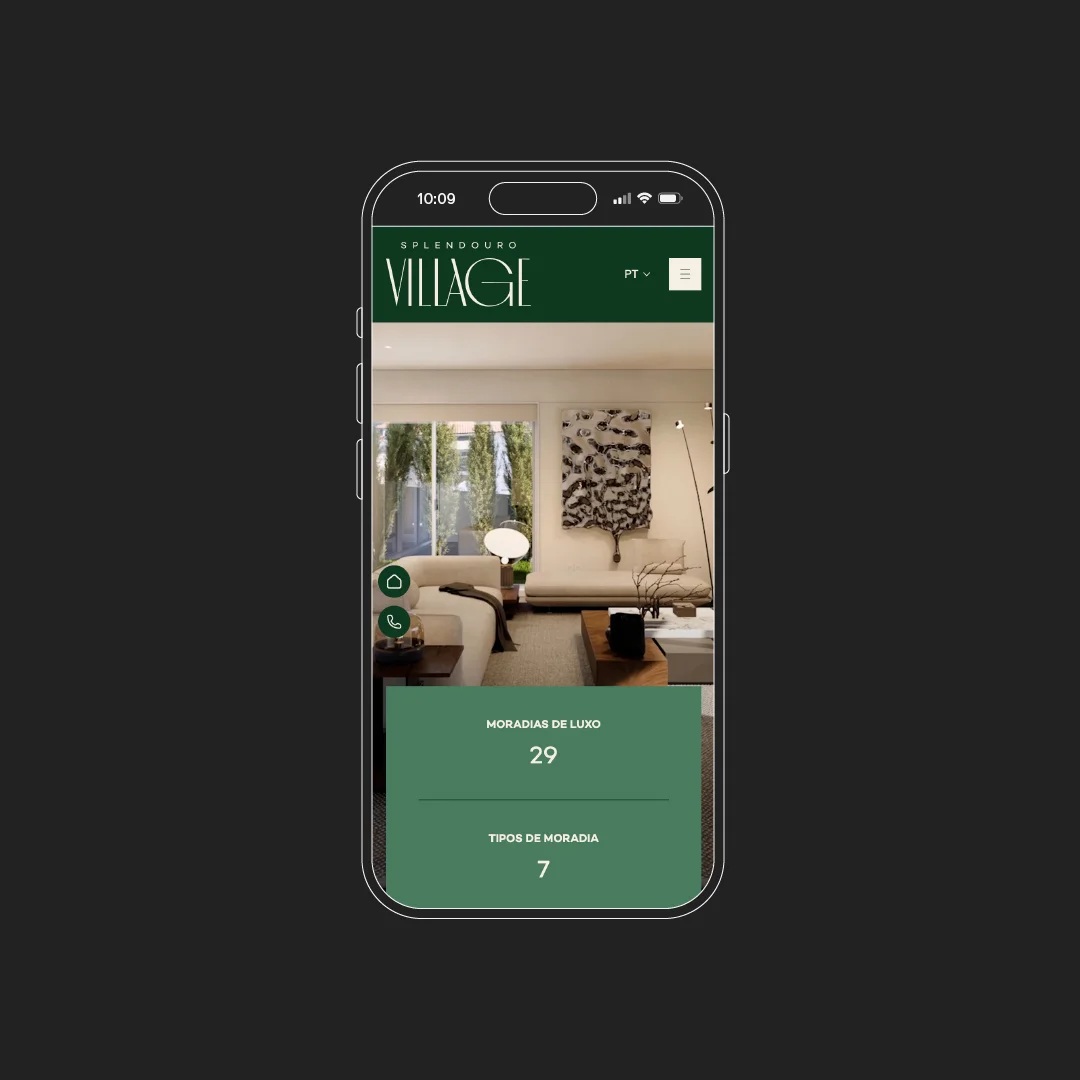 Projeto Splendouro Village da Nhdesign: Site adaptado para telemóvel