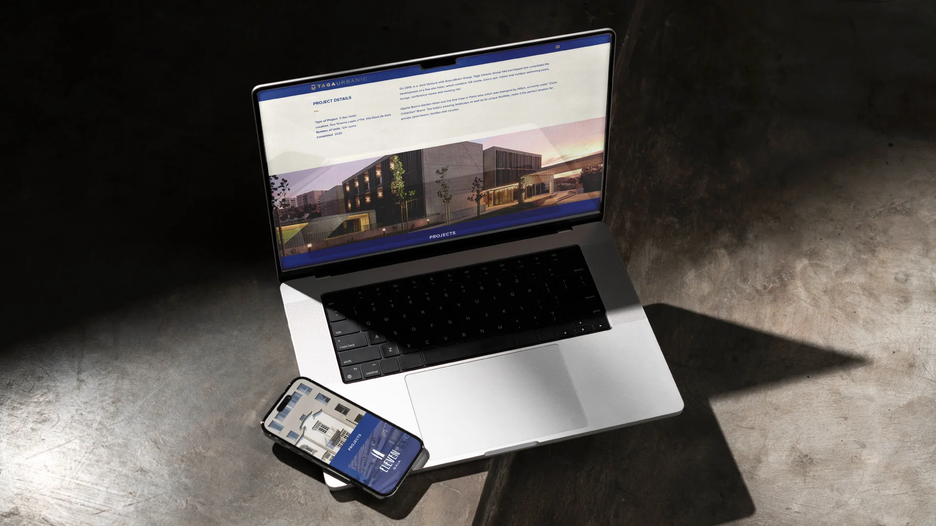Projeto Taga Urbanic da Nhdesign: Site adaptado para telemóvel e Portátil