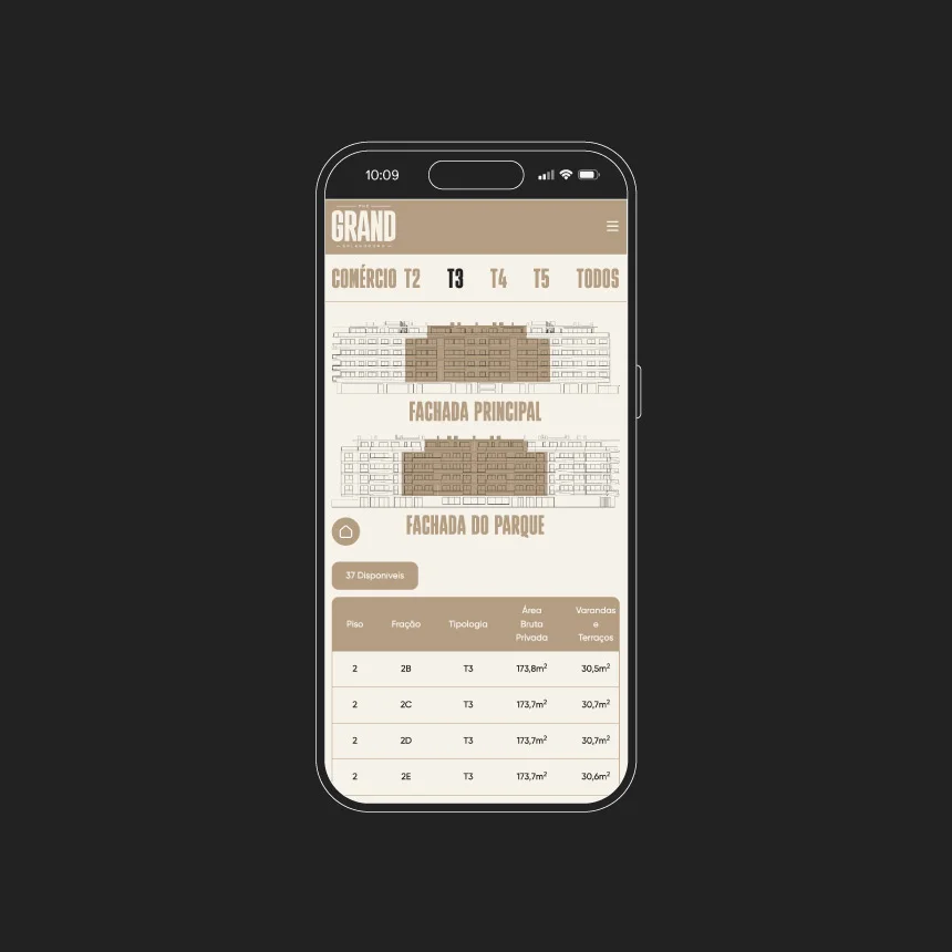 Projeto The Grand Splendouro da Nhdesign: Site adaptado para telemóvel