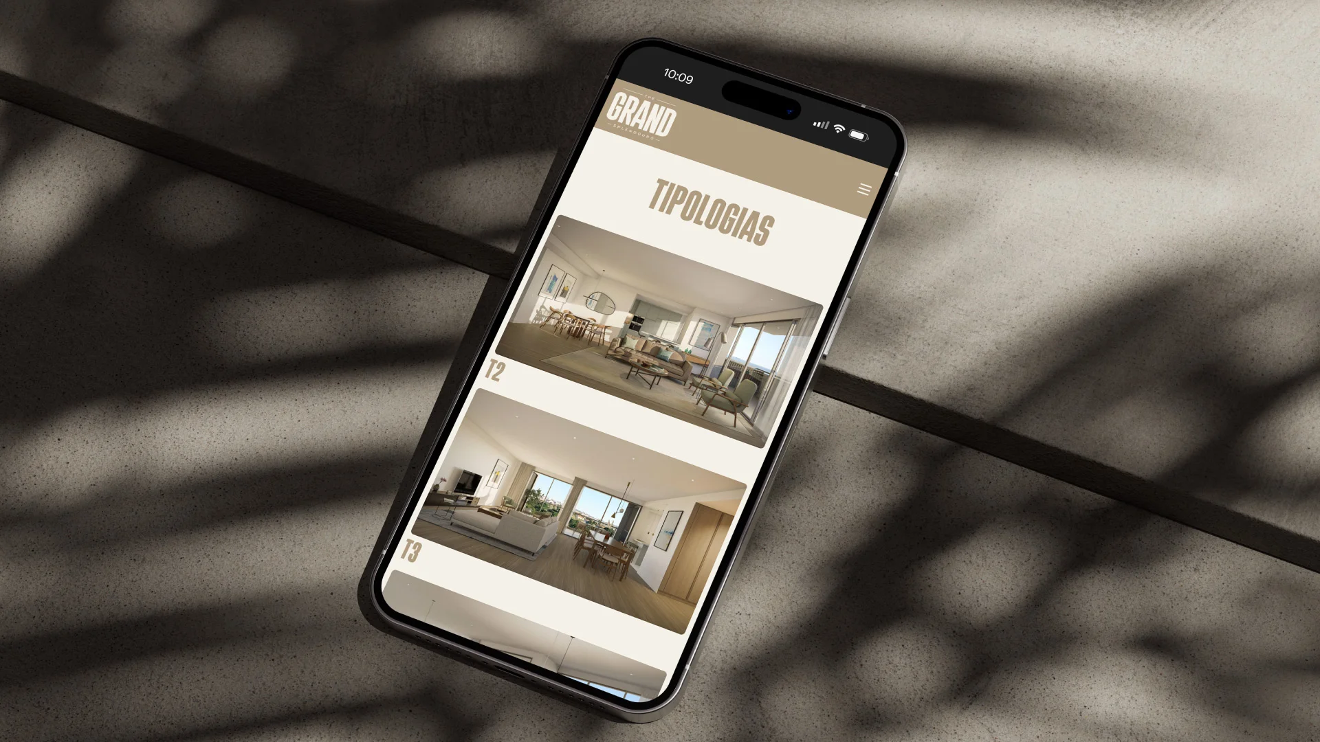Projeto The Grand Splendouro da Nhdesign: Site adaptado para telemóvel